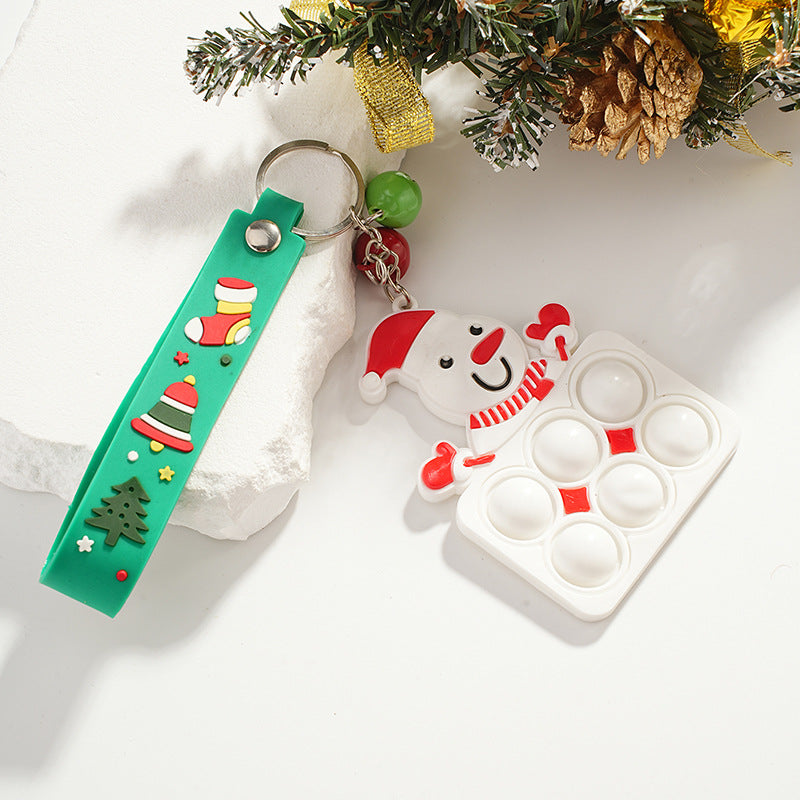 Wholesale Christmas Elk Snowman Decompression Metal Keychain